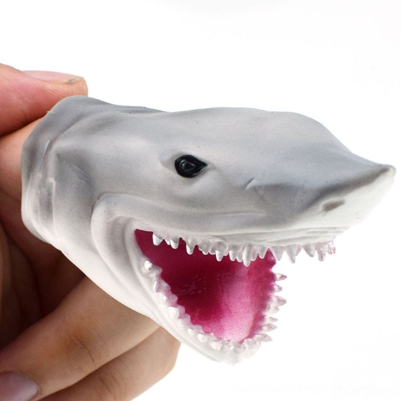 Domybest Puppeta de mano de tiburón de plástico para niños TPR guantes de cabeza de animal para niños juguetes de regalo 