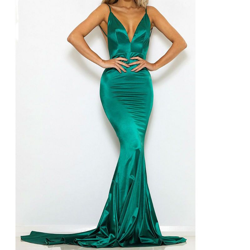 green silk bodycon dress