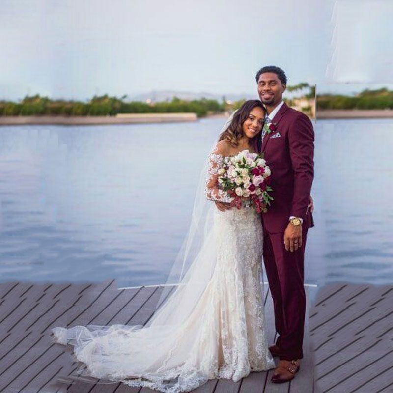 maroon beach wedding