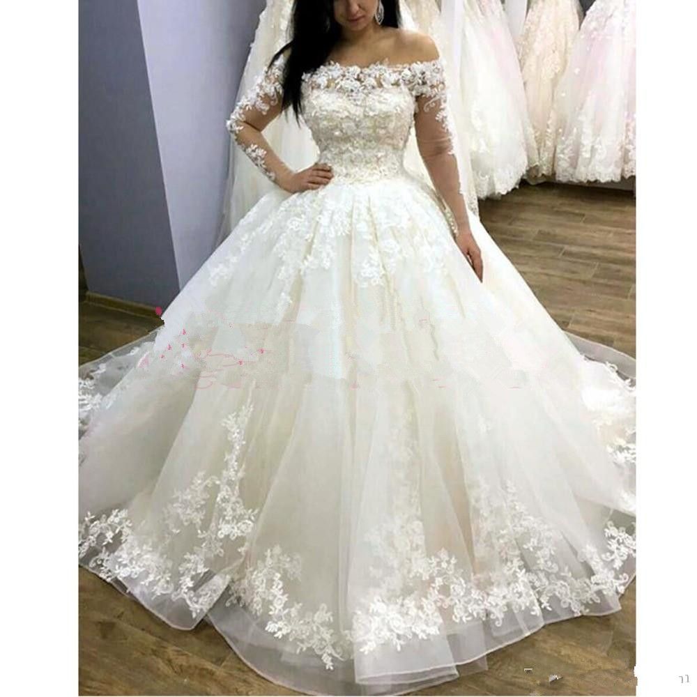 Elegantes vestidos de novia de flores 3D con ver a través de mangas completas apliques de Elegantes vestidos de novia de flores 3D con ver a través de mangas completas apliques de