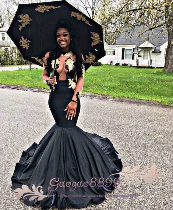 2019 African Sexy Black Mermaid Prom 