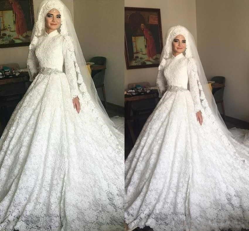Discount Luxurious Arabic Dubai Muslim Wedding Dresses Plus Size
