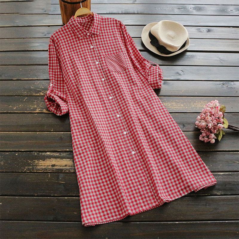 long checked shirt dress womens