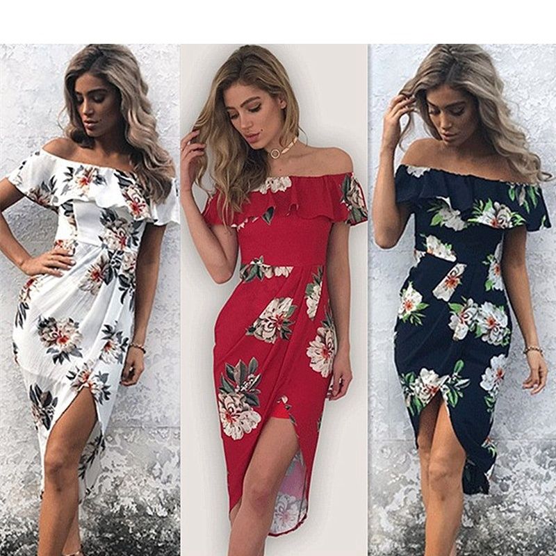 Vestidos De Mujer Estampado Floral Fuera Del Hombro Bodycon Vestidos De Mujer Estampado Floral Fuera Del Hombro Bodycon
