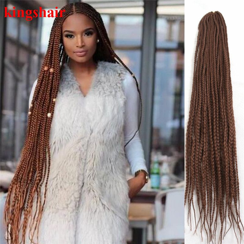 30 Inches Crotchet Box Braids Hair Extensions #1/4/27/30 Blonde Brown Burgundy Crochet Braids Kanekalon Synthetic Hair 20Roots/Pack 30 Inches Crotchet Box Braids Hair Extensions #1/4/27/30 Blonde Brown Burgundy Crochet Braids Kanekalon Synthetic Hair 20Roots/Pack