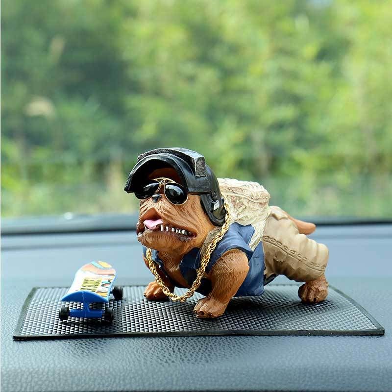 Simulation Bully Dog Doll Resin Car Interior Ornaments Living Room Office Decor