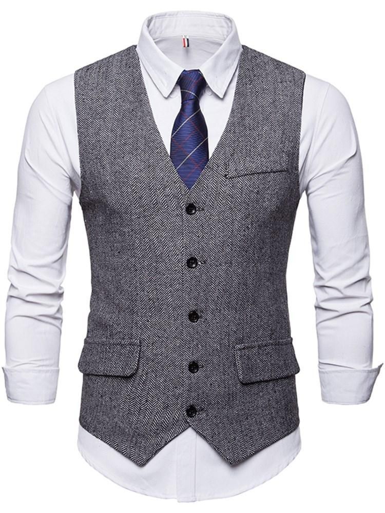 Brown Mens Vest 2019 Wool Groom Vests British Style Mens Suit Vests ...