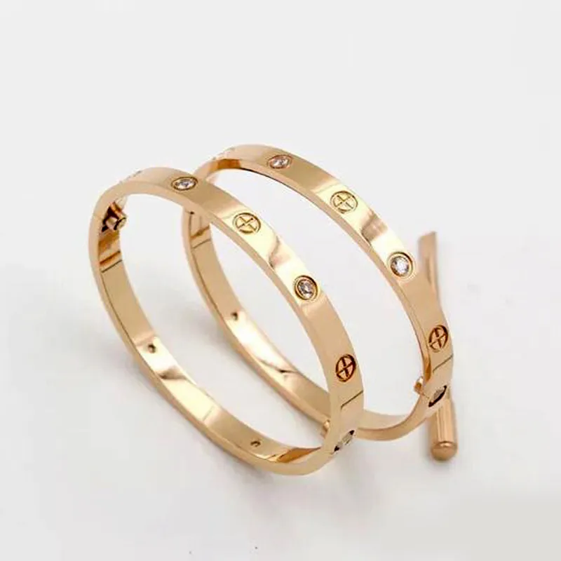 Pulsera clásica de lujo para mujer con joyas de cristal para doradas de acero inoxidable 18k pulsera de amor brazalete de tornillo bra1564892789