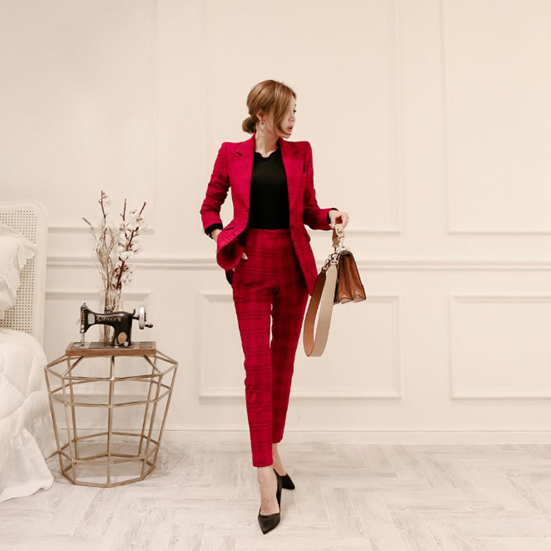 red womens suit set