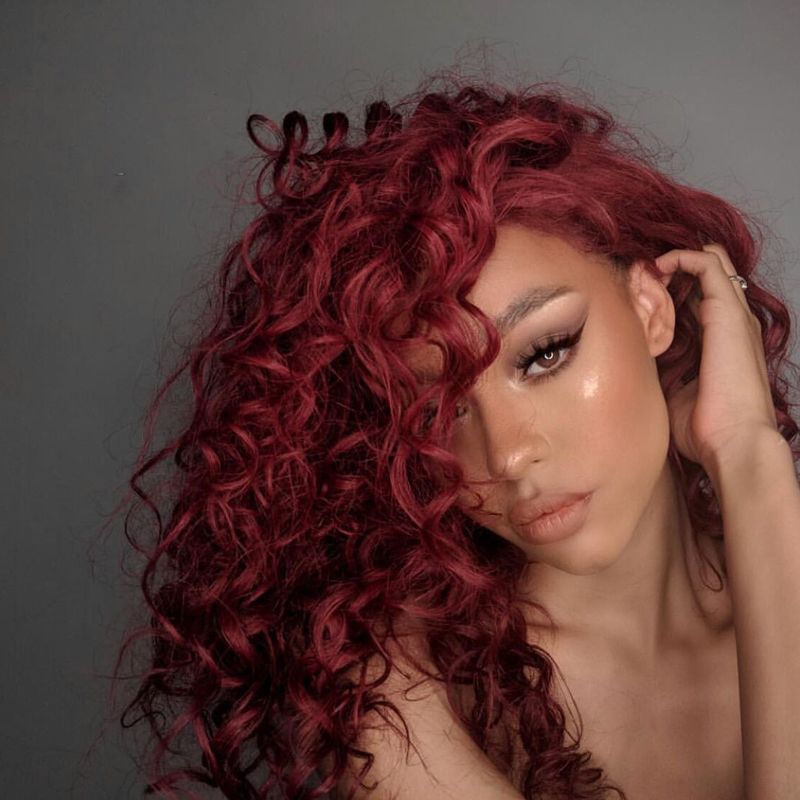 Deep Curly Brazilian Human Hair Wigs 99j Red Virgin Hair Front