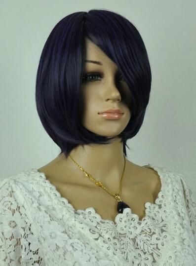 Women Men Hairpiece Deep Purple Straight Short Hair Cosplay Wig Party Full Wigs Natural Wigs For Black Hair Full Lace Wig With Bangs From