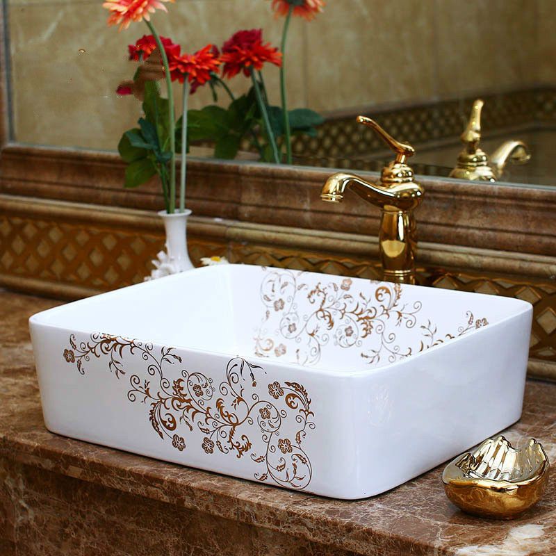 2019 Rectangular China Artistic Handmade Ceramic Bathroom Sinks