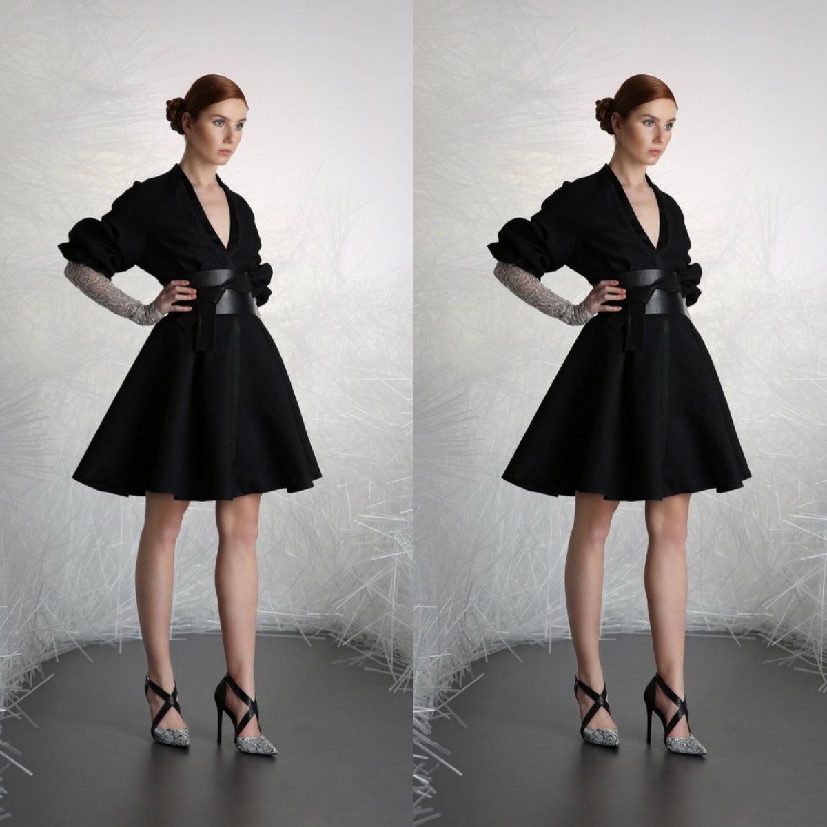 long sleeve black homecoming dress