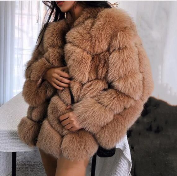 Lisa Colly Women's Faux Fox Fur Vest Long Fur Jacket Warm Faux Fur Coat Outwear 