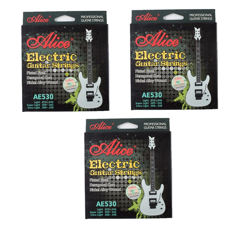 Alice 3 Pack Cuerdas Guitarra Eléctrica REVESTIDOS Ligero Calibre ae530l .010 046