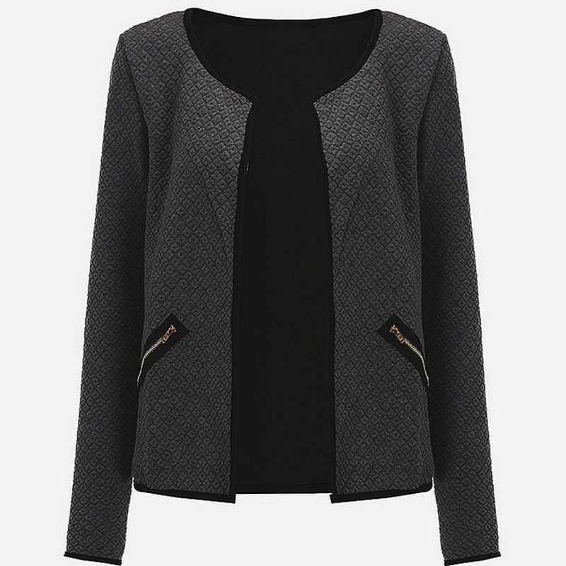 Trajes De Blazers Blazer De La Primavera Chaquetas De Otoño De Manga Larga Abrigo De Cuello Redondo Femenino Moda Cremallera Oficina Oficina La De 25,29 € | DHgate