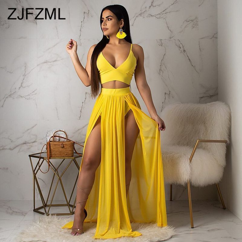 2020 Sexy Chiffon Two Piece Outfit For 