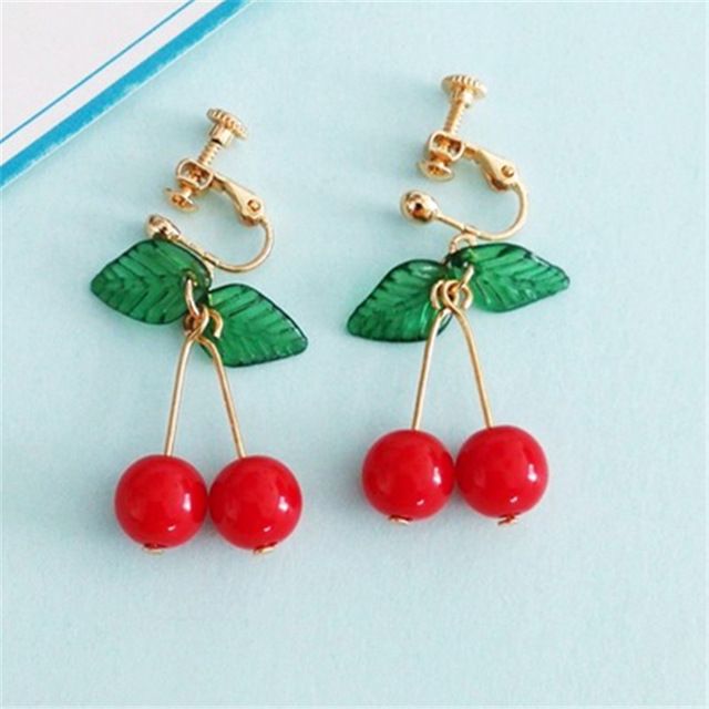 Pendientes De Cereza Roja Caliente Aretes Frutas Dulces De Pendientes De Cereza Roja Caliente Aretes Frutas Dulces De