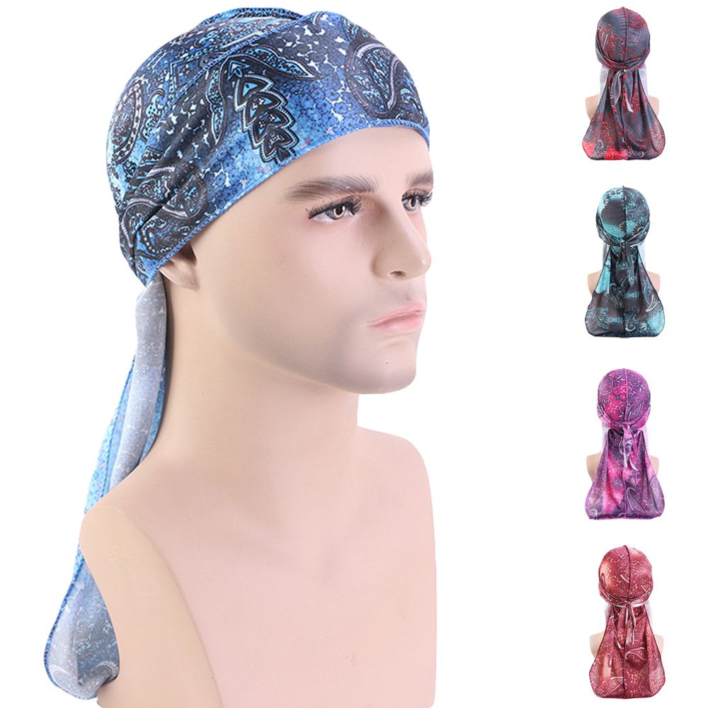 Treer Hombres Mujers Seda Turbante de Cola Larga Durag Ciclismo al Aire Libre y Decoraci/ón Diaria Sombrero Bandana Estampado Paisley Suave para Danza Callejera