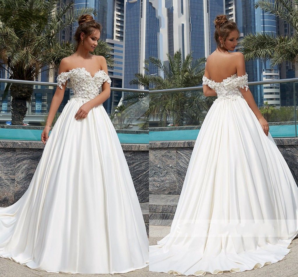 cold shoulder lace wedding dress