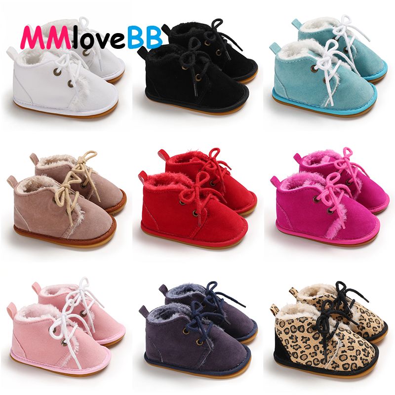 Newborn Baby Shoes Boy Girl Winter Boots Warm Shoes Casual Leopard First Walkers