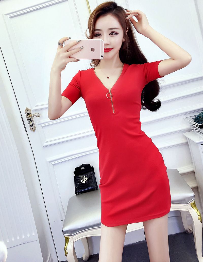 New Fashion Korean Summer 2019 Sexy Women Wear Deep V Back Hollow