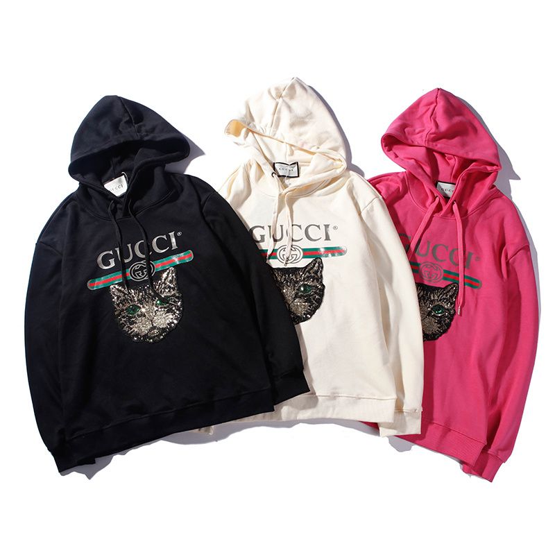 Compra 18ss Nueva Sudadera Con Capucha Gato Hecho A Mano Lentejuelas  Brillantes Moda Casual Suéter Pareja Barato | Entrega Rápida Y Calidad |  Es.Dhgate
