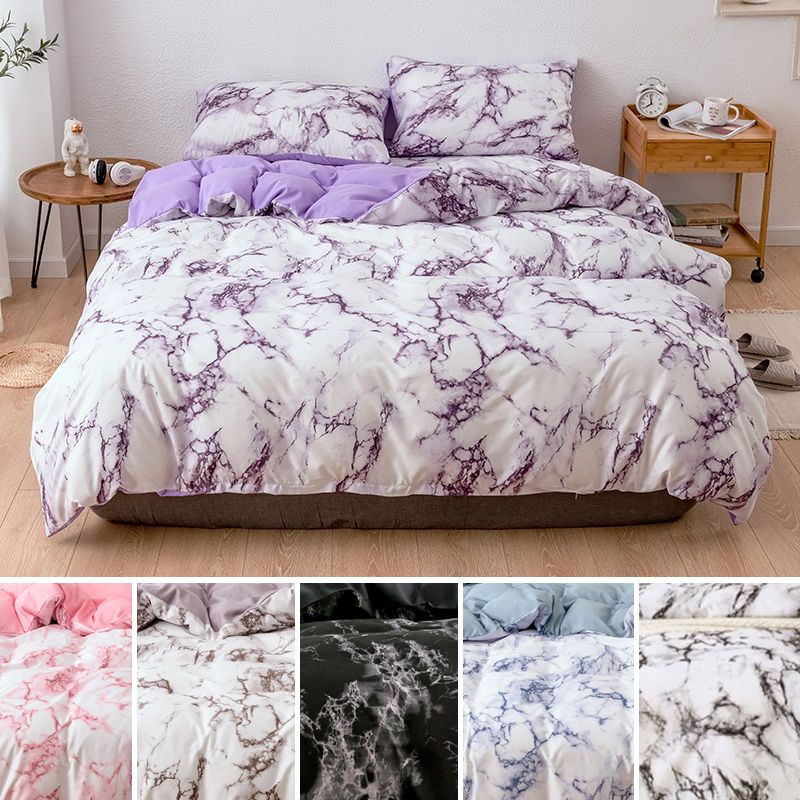 Marble Pattern Bedding Sets Modern Duvet Cover Pillowcases Single
