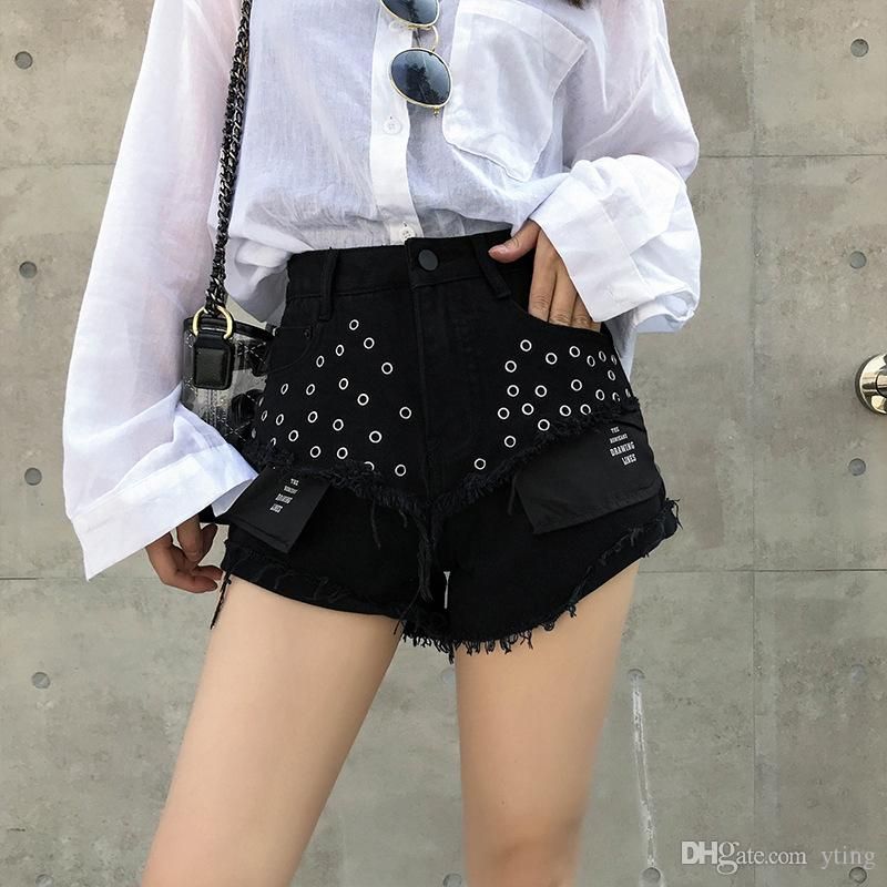 black denim hotpants