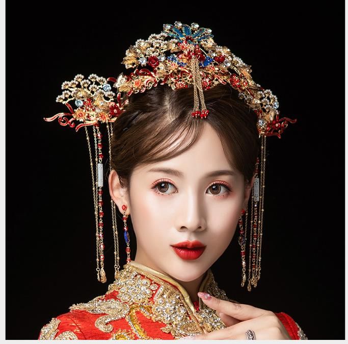 Acquistare Copricapo Da Sposa Cinese, Costume Da Sposa, Set Di Pettinature,  Accessori Giacca Drago E Phoenix Economico | Consegna Veloce E Qualità |  It.Dhgate