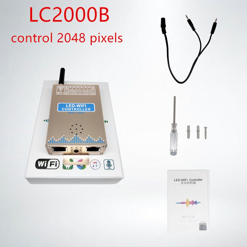 LC1000A LC2000B WiFi SPI Music Spectrum Controller for LED Digital Pixel Strip 1024-2048 Pixels LED Screen Controller with Built LC2000B 