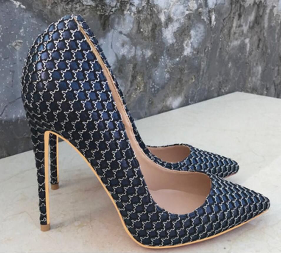 sapato alto brilho marinha