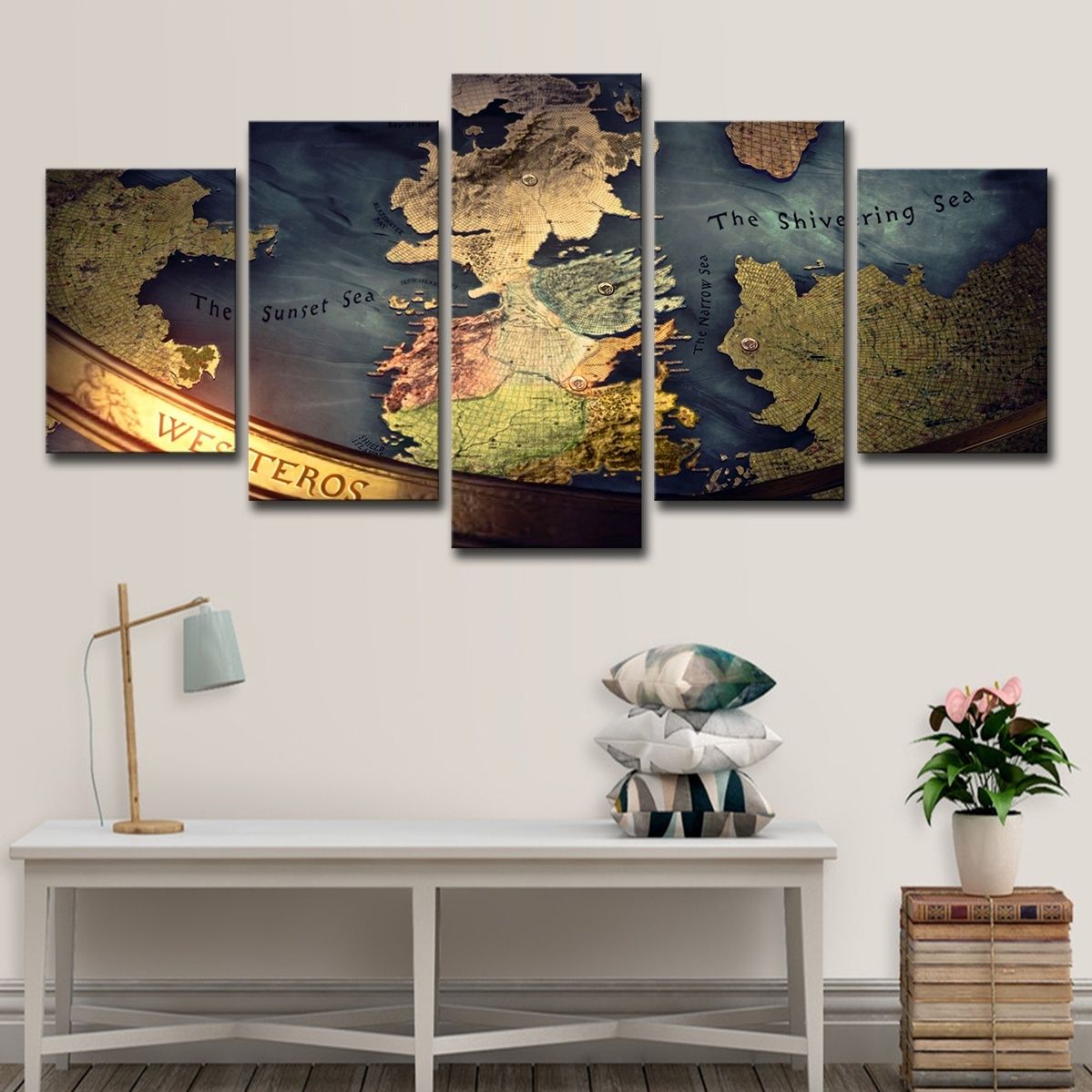 Impressions sur Toile Carte en Toile Imprim/ée De 5 Pi/èces De Westeros-Cadre