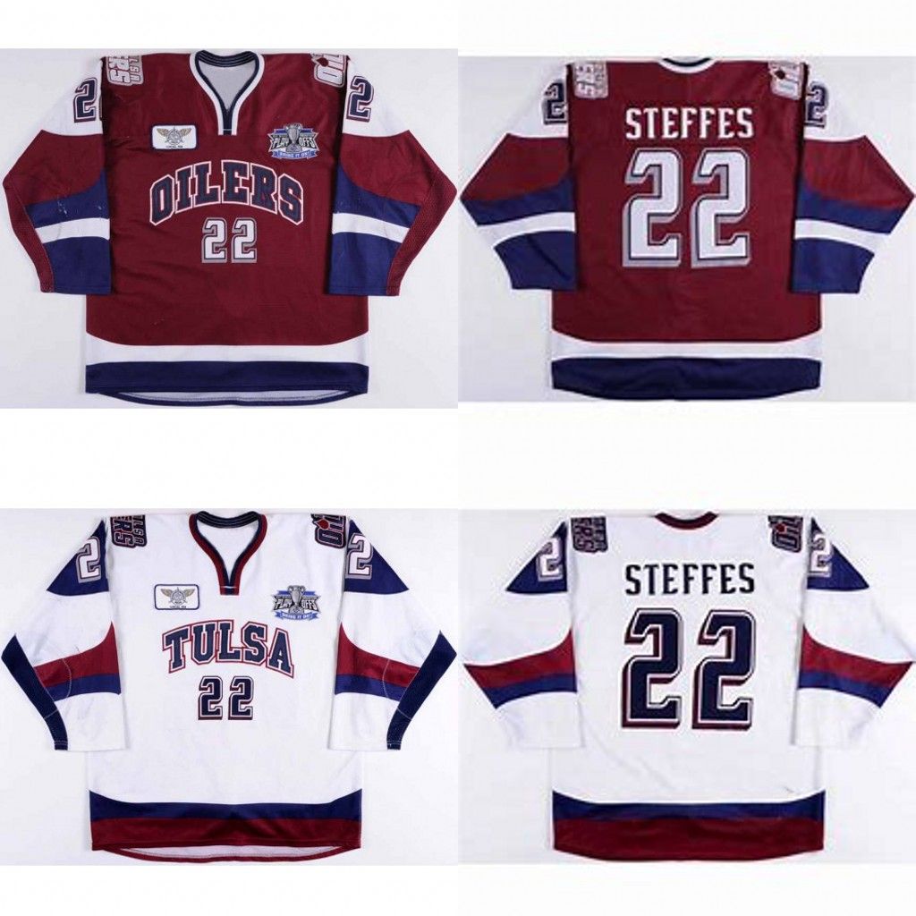 2020 Tulsa Oilers Jerseys 22 Gary Steffes White 100 Embroidery Cusotm