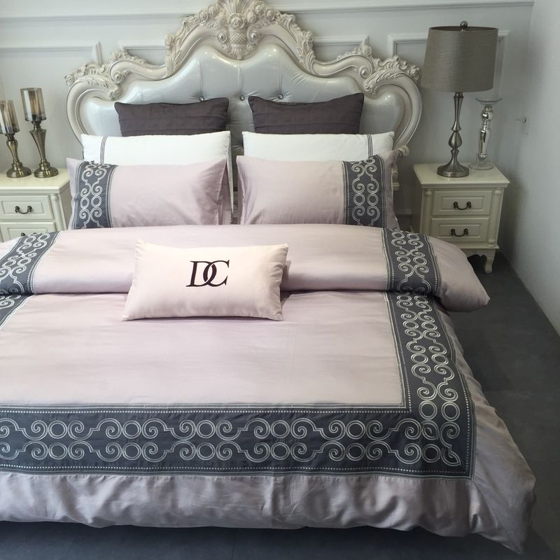 100 Cotton Percale Bedding Set Luxury Embroidery Satin Duvet