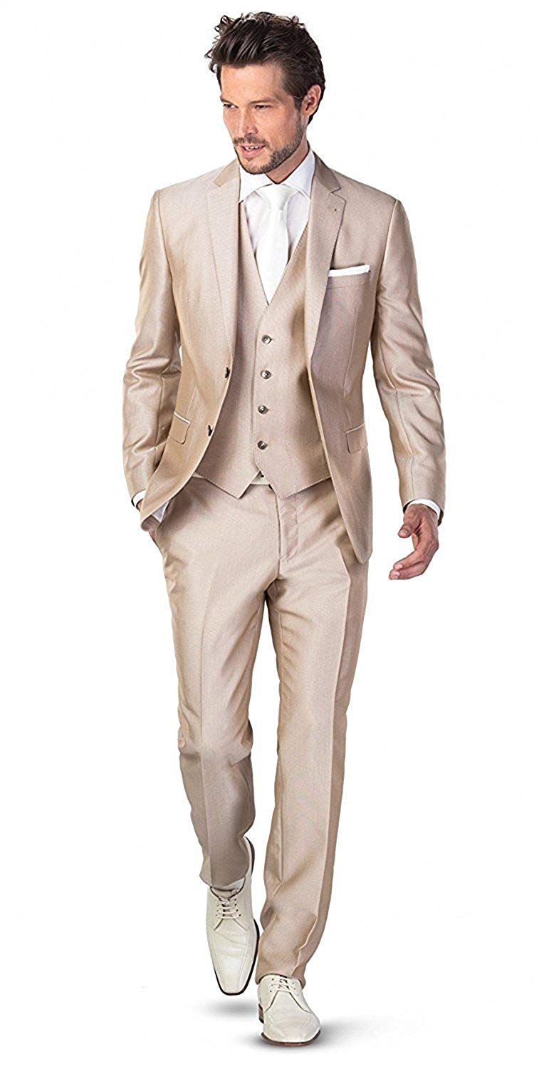 Compra Champagne Hecho A Medida Traje De Hombre Trajes De Novio De Boda  Flacos Formales Para Hombres Esmoquin Para Hombre Simple Personalizado 3  Piezas Chaqueta + Pantalón + Chaleco Barato | Entrega