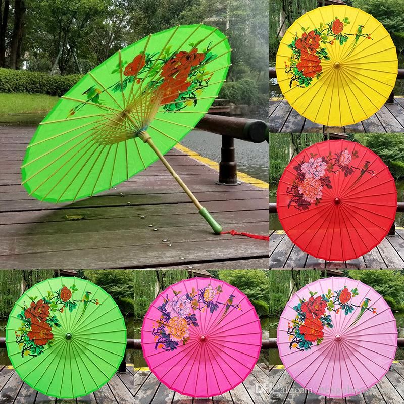 2021 82CM Diameter Chinese Paper Umbrella Traditional Silk Fabric Craft
