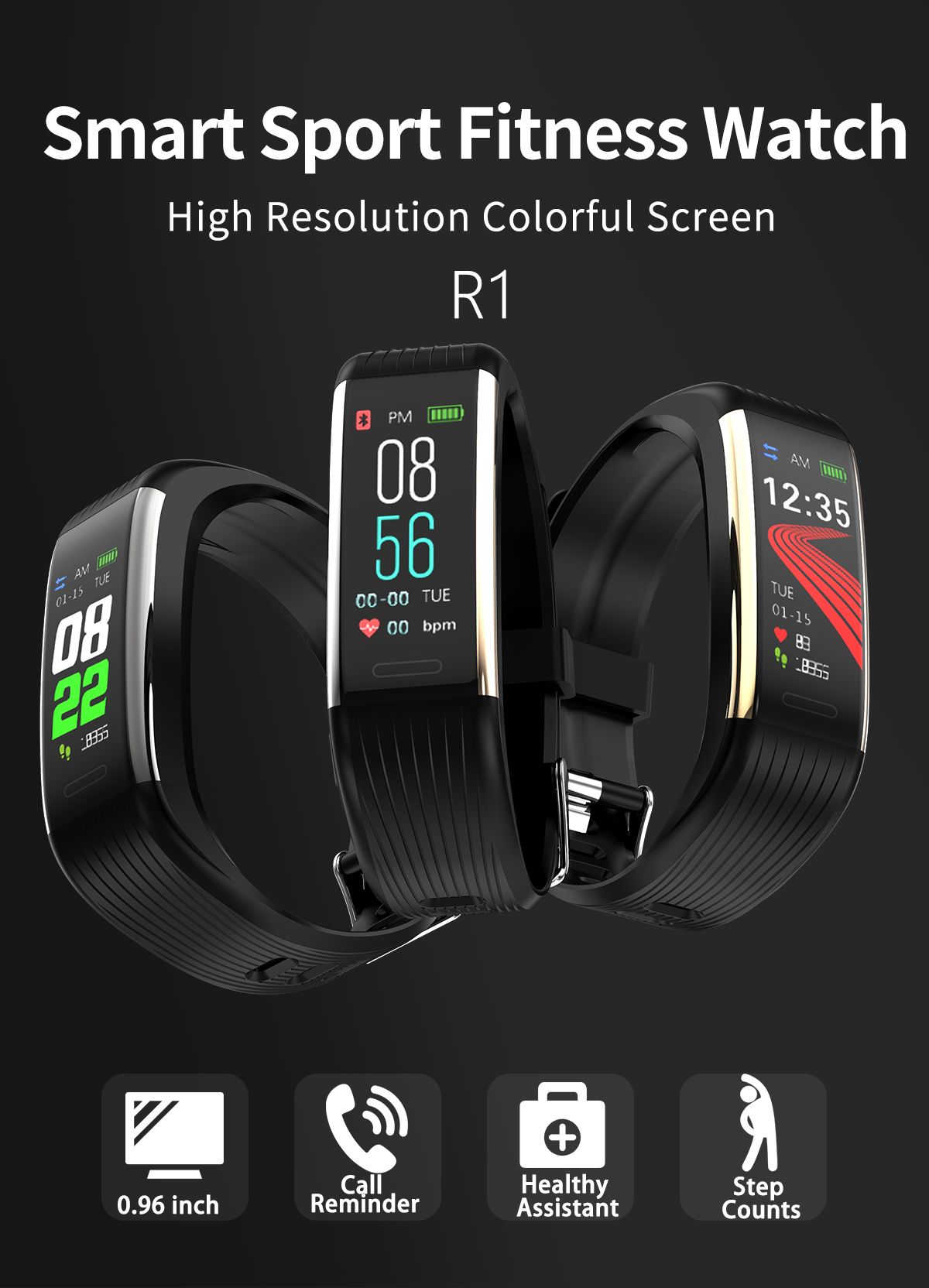 smart watch band heart rate oxygen blood pressure fitness tracker activity sport