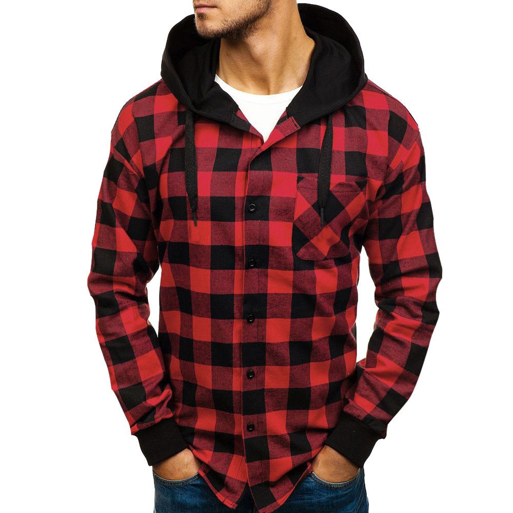 blusa de frio xadrez masculina com capuz