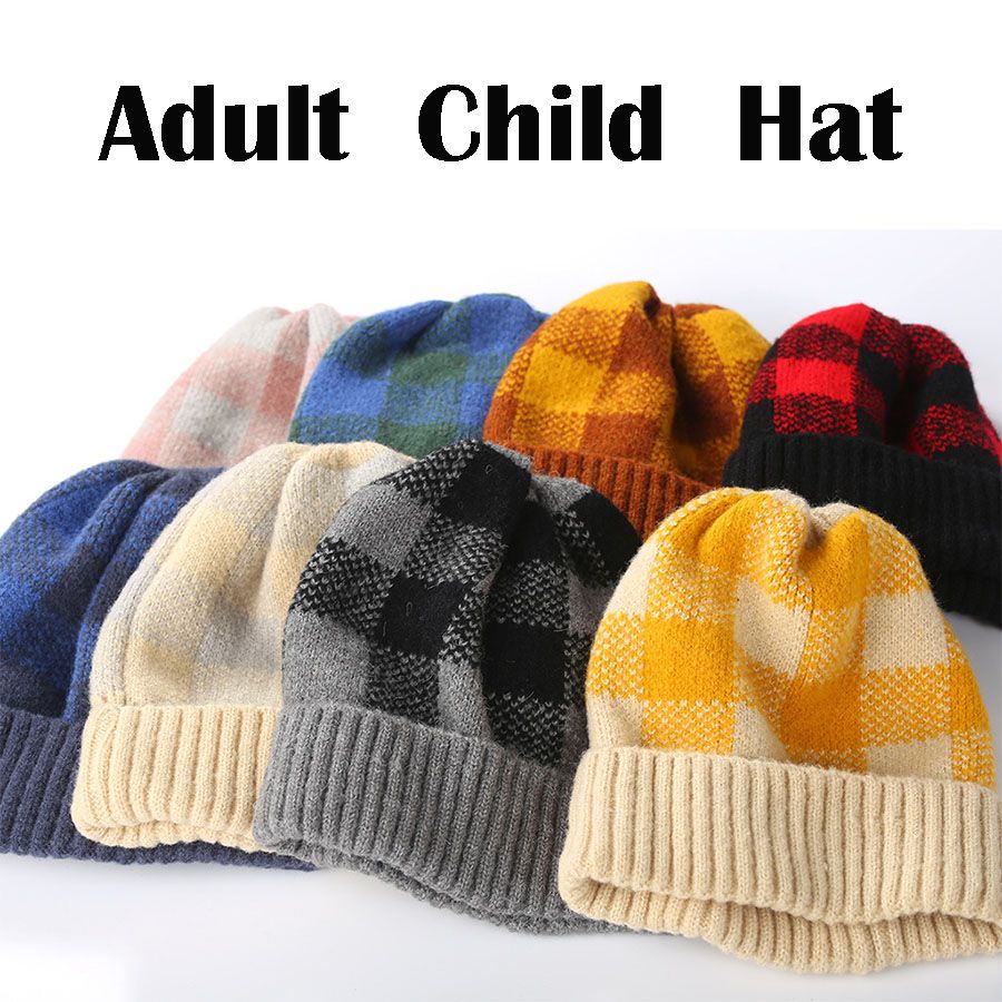Adult Baby Kids Baggy Beanie Knited Hat Winter Warm Soft Cotton Parent-child Cap