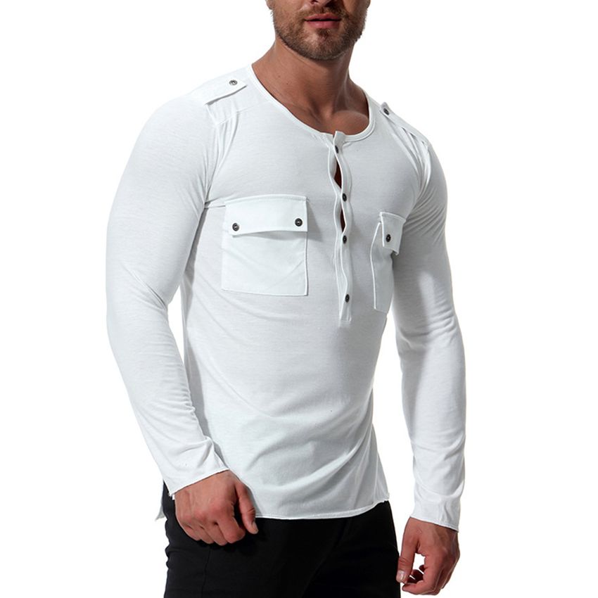 camiseta blanca con bolsillo hombre