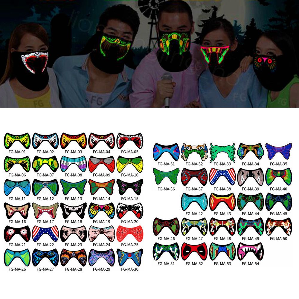 LED Luminous Flashing Face Mask Party Masks Light Up Dance Halloween Cosplay
