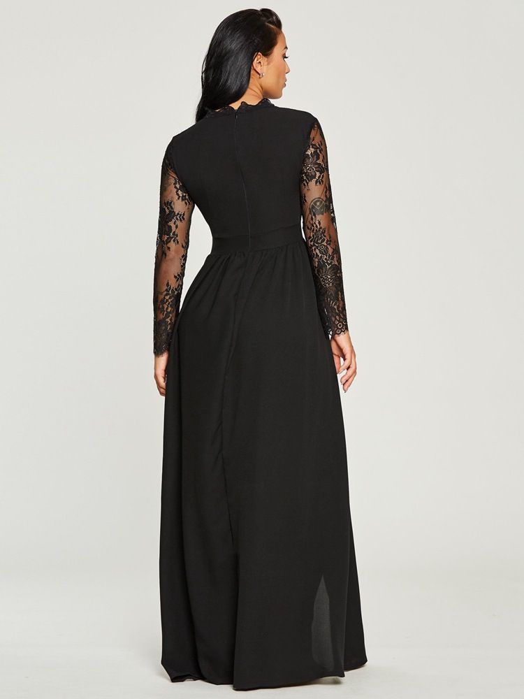 Compra Vestidos Largos De Encaje De Verano Para Mujer Vestido De Fiesta  Para Mujeres Elegantes Ropa Al Por Mayor Dropship Diseño De Encaje Sexy  Negro De Color Sólido Barato | Entrega Rápida