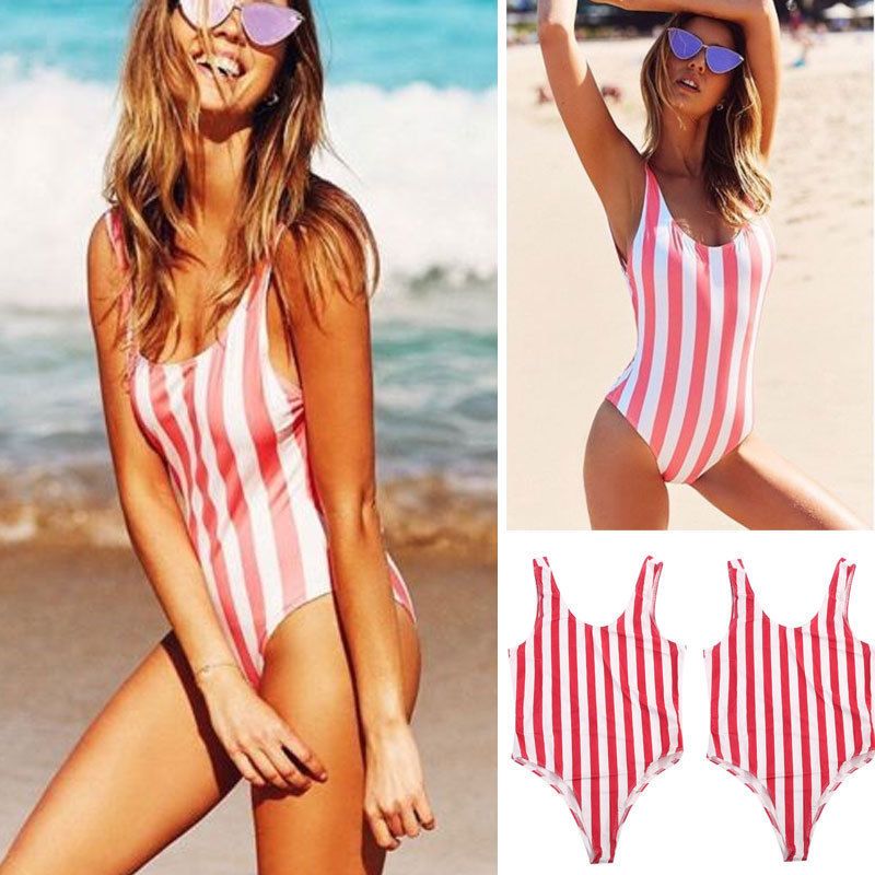 red striped swimsuit