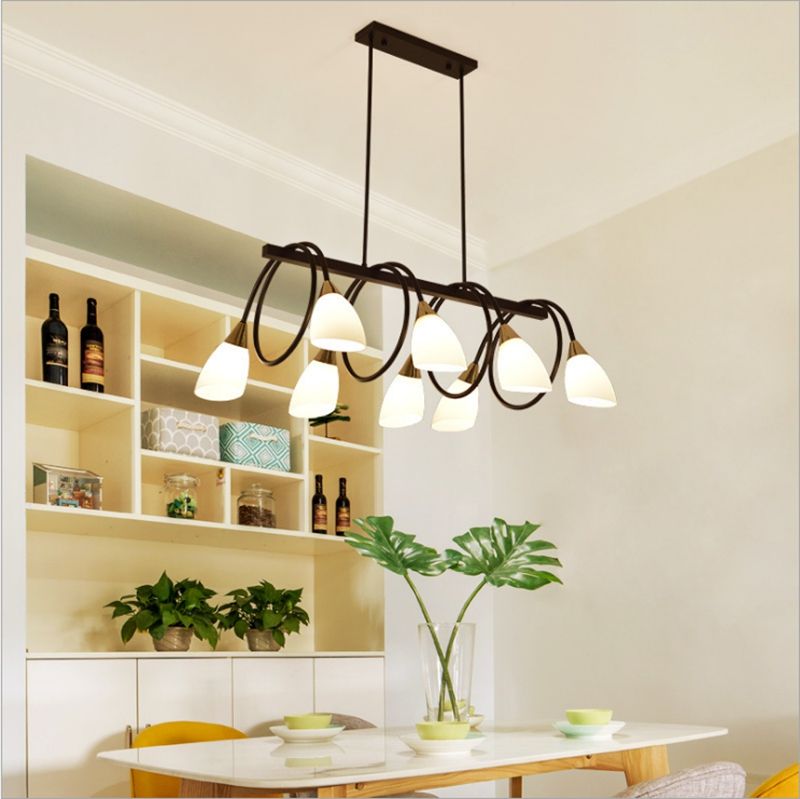 Contemporary Chandeliers Black 6 8 10 Light Modern Dining Room Lighting Fixtures Hanging Kitchen Island Cage Pendant Lights With Free Bulb Retro