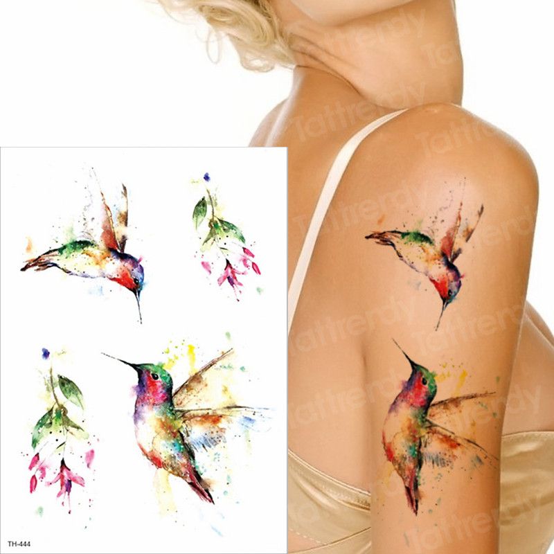 Acheter Tatouages Temporaires Pour Femmes Filles Tatouage Colibri Manchon étanche Bras Tatouage Tatouage Sexy Oiseaux Fleur Tatouage Couleur De La