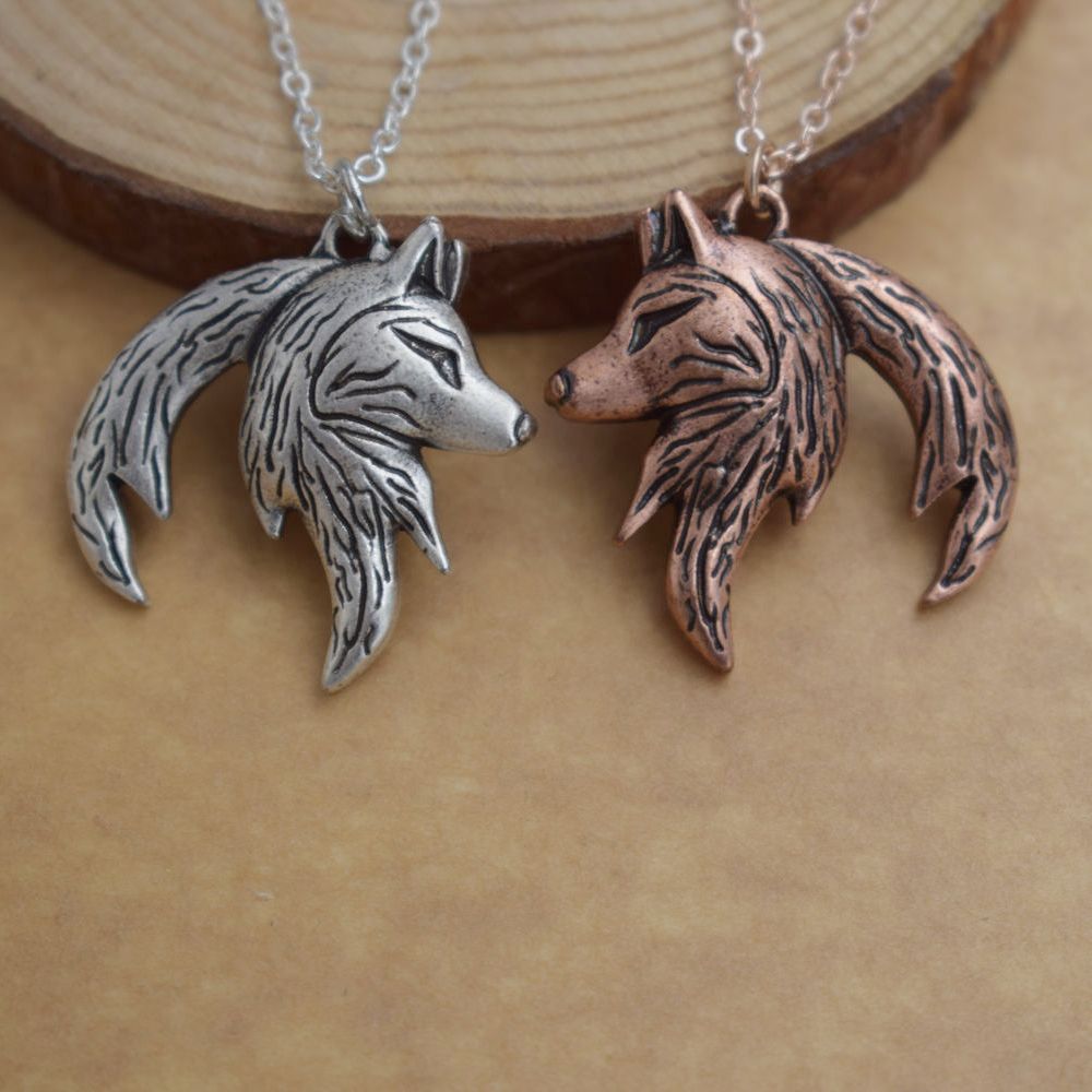 Couple hotsell wolf necklace