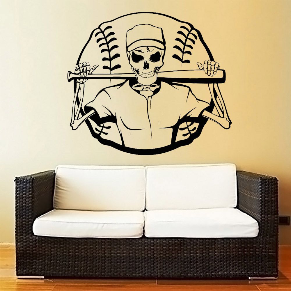 Compre Esqueleto De Beisbol Pared Del Vinilo De Deportes De Pelota