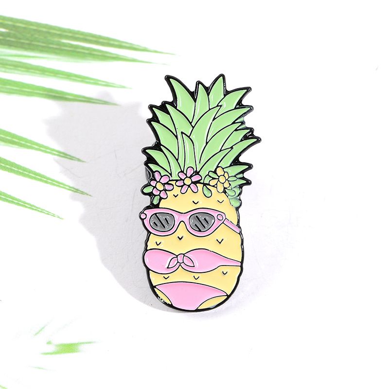 Cool Beach Summer Fashion Style Accessory Pineapple Enamel Pin in Gold