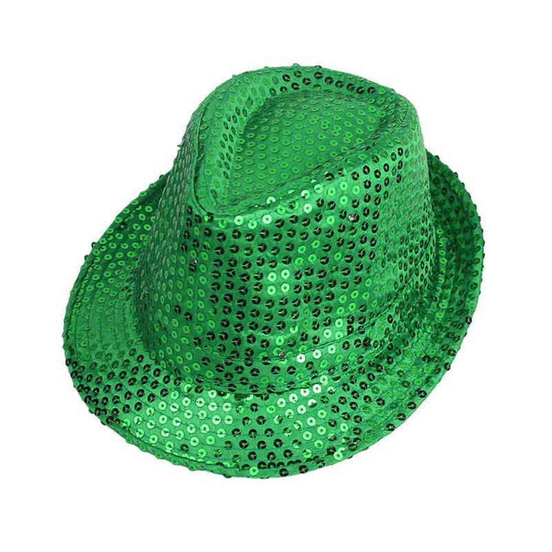 Girl's Green Light Up Sequin Trilby Fancy Dress Hats Kids Party Dance ...